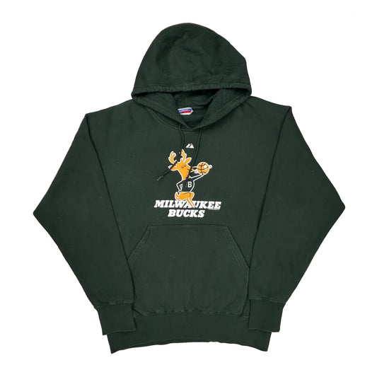 Vintage Milwaukee Bucks Majestic Hoodie - Large Green Cotton