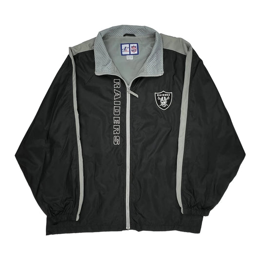 Raiders Logo Athletics Football Windbreaker - 2XL Black Polyester