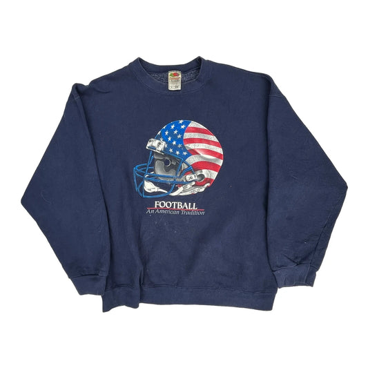 An American Tradition Fruit Of The Loom Football Sweatshirt - XL Navy Cotton