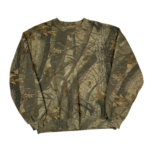 Unbranded Camo Sweatshirt - 2XL Green Cotton Blend