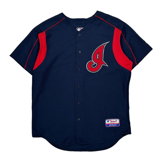 Vintage Cleveland Indians Majestic Mlb Jersey - Large Navy Polyester