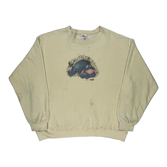 Eeyore Disney Cartoon Sweatshirt - XL Cream Cotton Blend