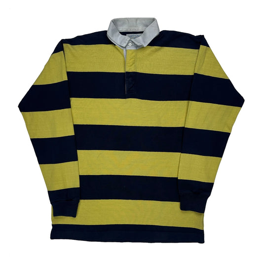 Made In USA Lands End Striped Rugby Shirt - Large Navy Cotton