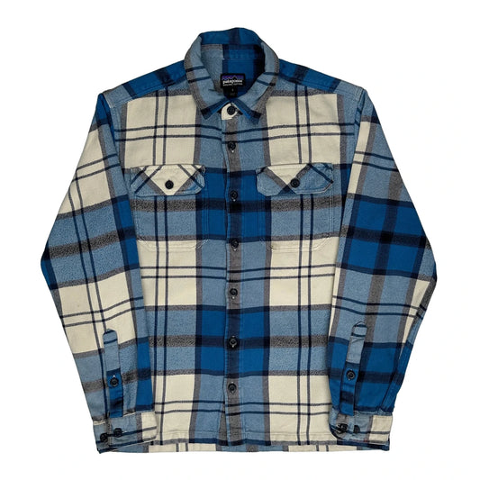 Patagonia Checked Flannel Shirt - Small Cream Cotton