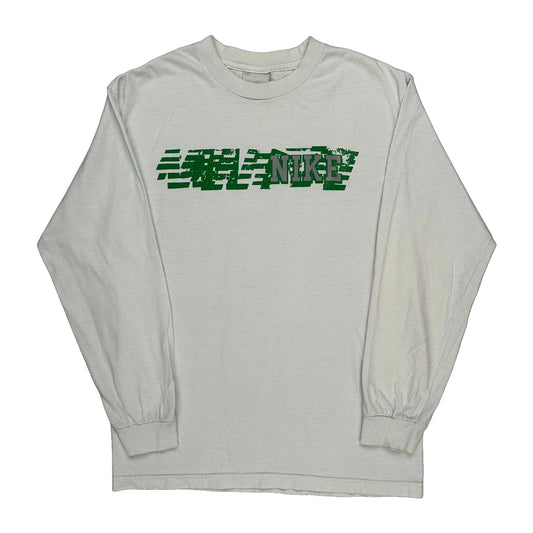 Nike Graphic Long Sleeve T-Shirt - Medium White Cotton
