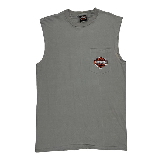 Harley Davidson Graphic Vest - Large Grey Cotton