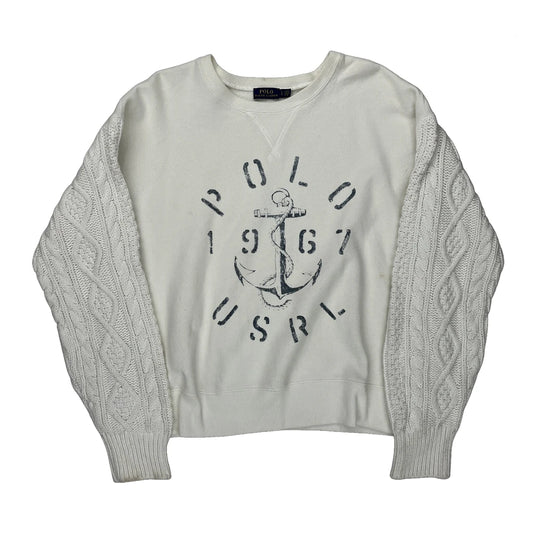 USrl Polo By Ralph Lauren Graphic Sweatshirt - Large White Cotton