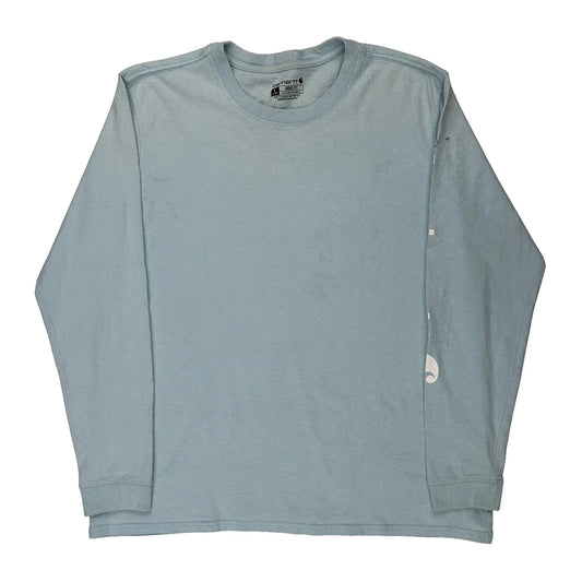 Carhartt Long Sleeve T-Shirt - Large Blue Cotton