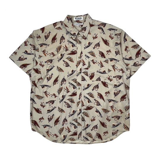 Vintage Columbia Short Sleeve Shirt - XL Beige Cotton