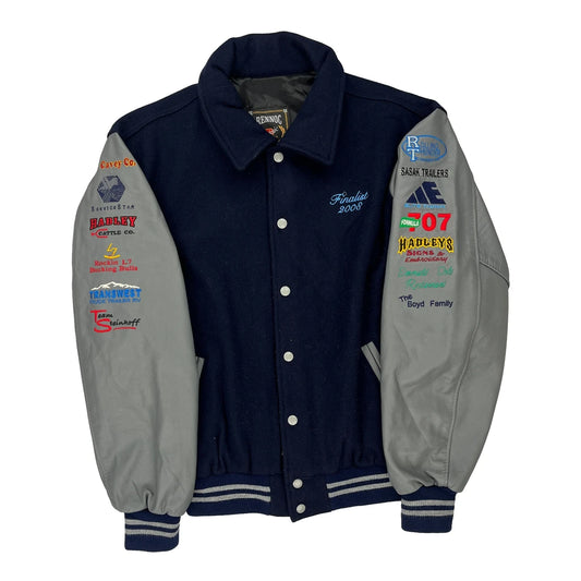 Rennoc Varsity Jacket - Medium Grey Wool Blend