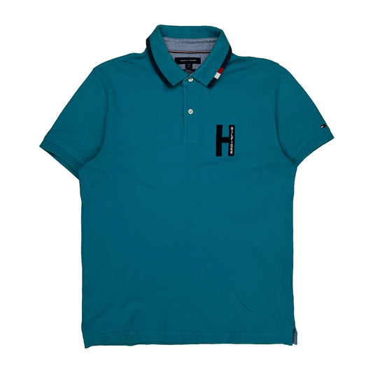 Tommy Hilfiger Slim Fit Polo Shirt - Large Green Cotton