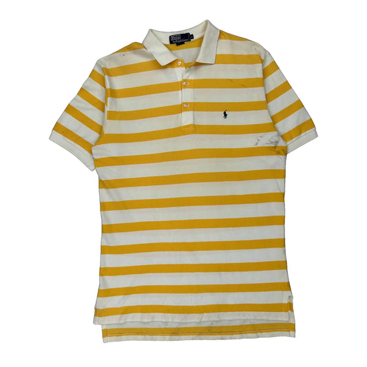 Polo By Ralph Lauren Striped Polo Shirt - Large White Cotton