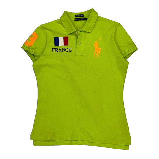France Ralph Lauren Graphic Polo Shirt - Medium Green Cotton