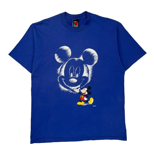 Mickey Mouse Mickey Unlimited Cartoon T-Shirt - XL Blue Cotton