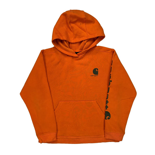 Age 12-13 Carhartt Hoodie - Large Orange Cotton