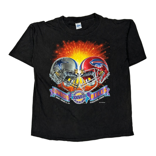 Cowboys Vs Bills Salem Graphic T-Shirt - Large Black Cotton