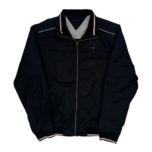 Vintage Tommy Hilfiger Bomber Jacket - Medium Navy Polyester