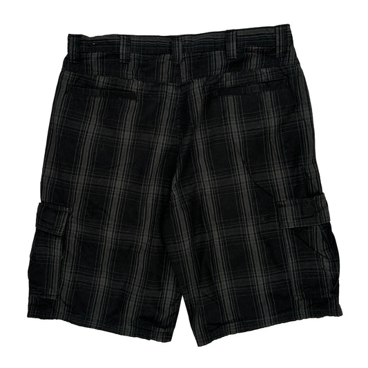 Wrangler Checked Cargo Shorts - 35W 10L Black Cotton