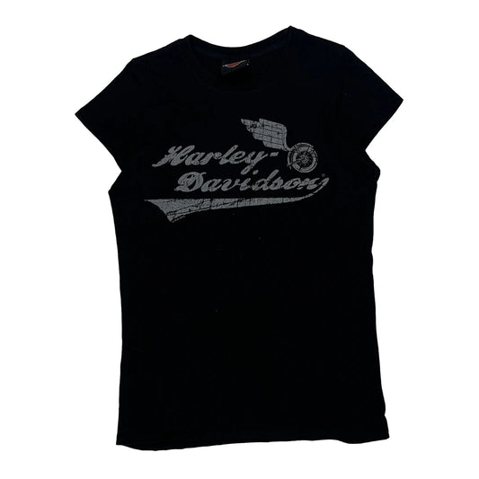 Paris-Bastille Harley Davidson Graphic T-Shirt - 2XS Black Cotton