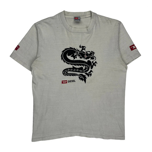 Diesel Graphic T-Shirt - Medium White Cotton