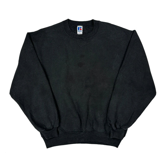 90'S Blank Made In USA Russell Athletic Sweatshirt - Large Black Cotton Blend