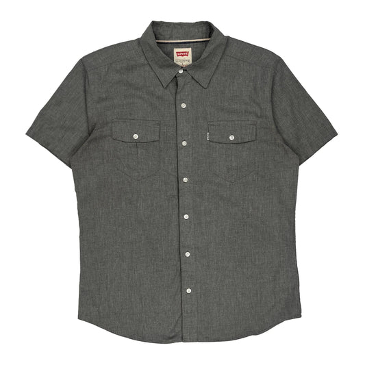 Levis Short Sleeve Shirt - Large Grey Cotton
