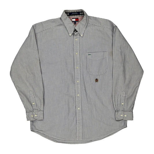 Tommy Hilfiger Striped Shirt - Large Blue Cotton