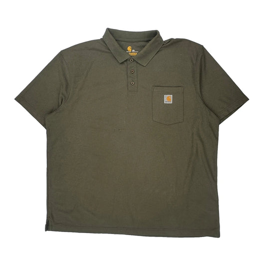 Carhartt Polo Shirt - 2XL Green Cotton