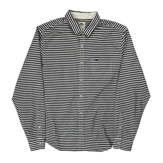 Vintage Lacoste Striped Shirt - 2XL Black & White Cotton