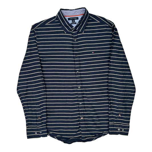 Tommy Hilfiger Striped Shirt - Large Navy Cotton