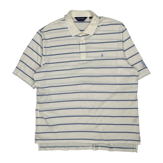 Ralph Lauren Striped Polo Shirt - XL Blue Cotton