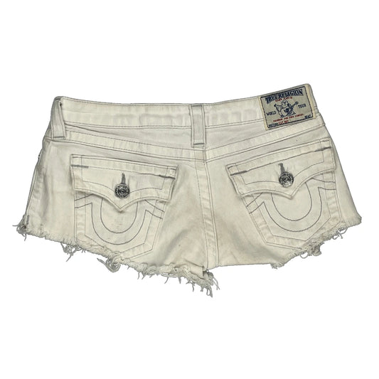 True Religion Denim Shorts - 28W UK 4 White Cotton