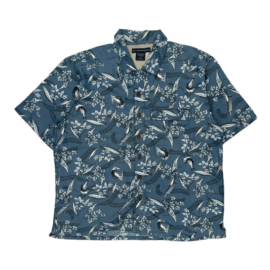 Ex Officio Hawaiian Shirt - Medium Blue Viscose Blend