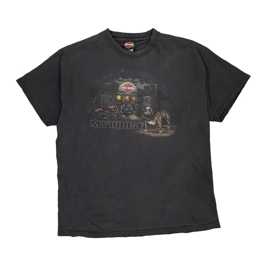 Harley Davidson Graphic T-Shirt - XL Black Cotton