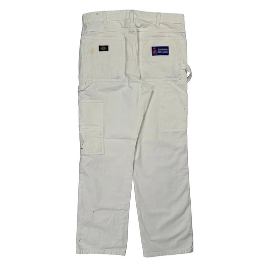 Dickies Double Knee Carpenter Trousers - 34W 32L White Cotton