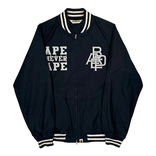 A Bathing Ape Varsity Jacket - Large Navy Cotton