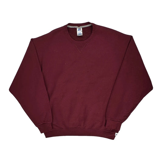 90S Blank Russell Athletic Sweatshirt - XL Burgundy Cotton Blend