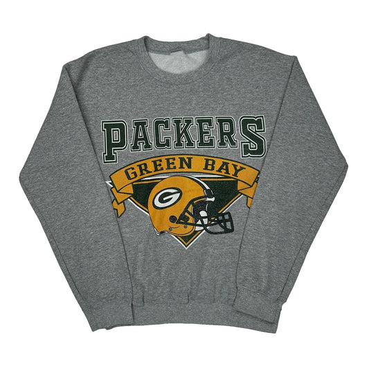 Vintage Green Bay Packers Nfl Sweatshirt - Small Grey Cotton Blend