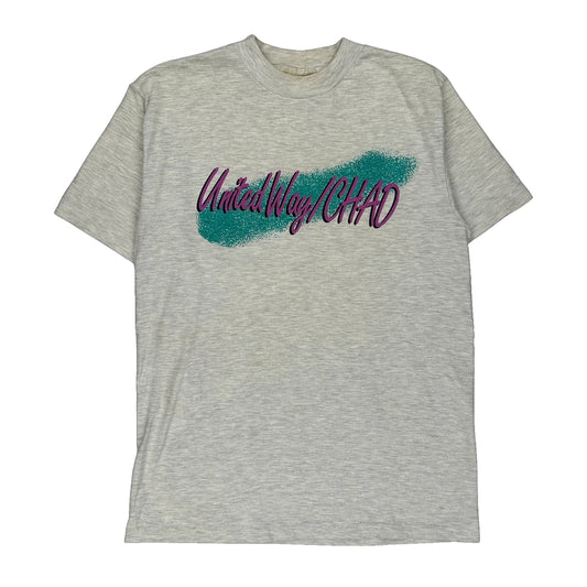 United Way Chad Horizon Single Stitch T-Shirt - Large Grey Cotton