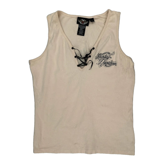 Motorcycle Harley Davidson Vest - Large Cream Cotton