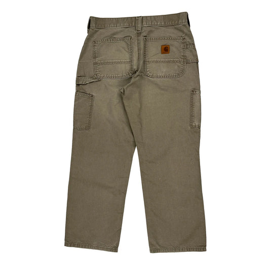 Workwear Carhartt Carpenter Trousers - 31W 28L Khaki Cotton