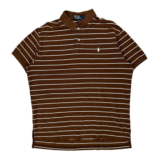 Polo By Ralph Lauren Striped Polo Shirt - XL Brown Cotton