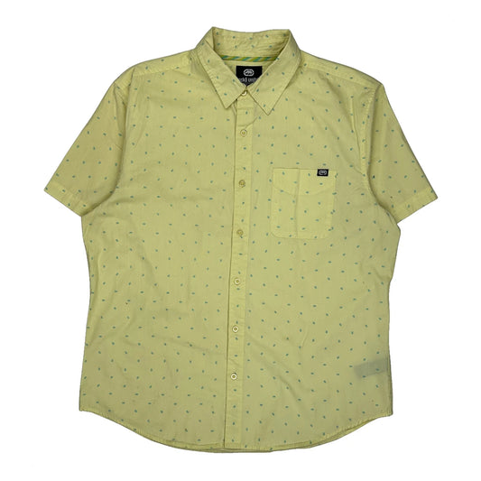 Ecko Unltd Polka Dot Short Sleeve Shirt - XL Yellow Cotton