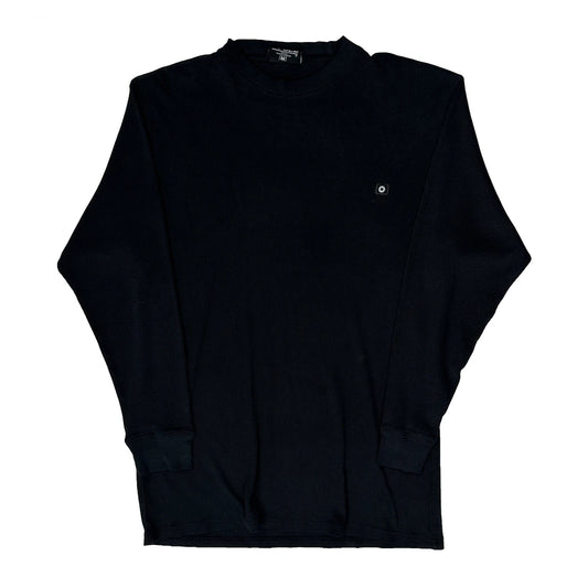 South Pole Waffle Knit Long Sleeve T-Shirt - Medium Black Knitted