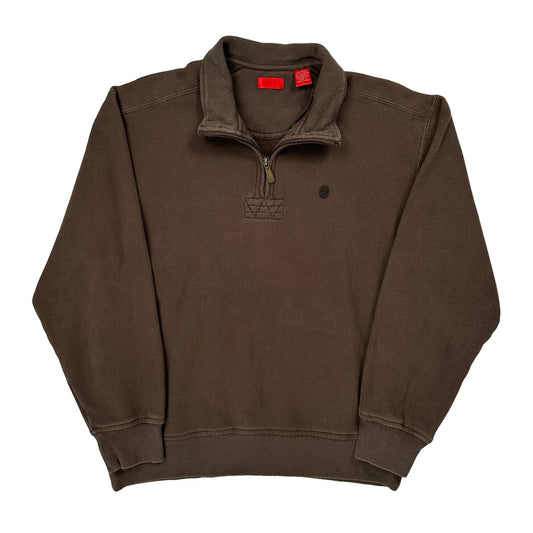 Vintage Izod 1/4 Zip - Large Brown Cotton Blend