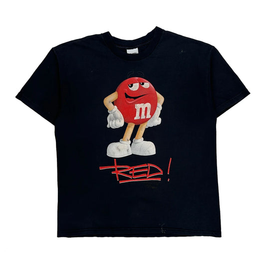Red Character M&M Cartoon T-Shirt - Large Black Cotton