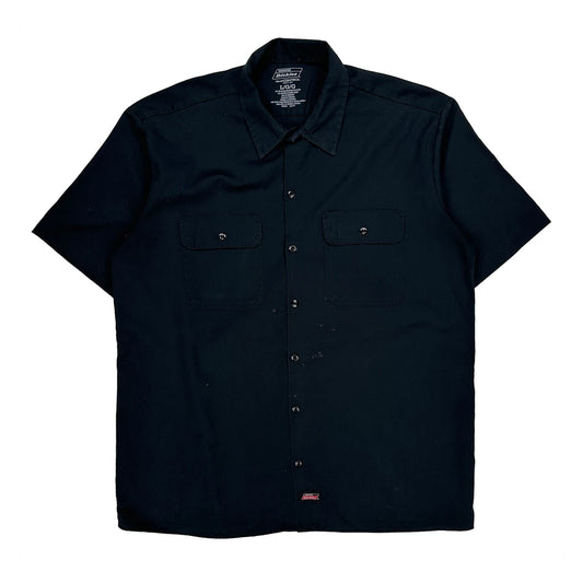 Dickies Short Sleeve Shirt - Large Black Polyester Blend