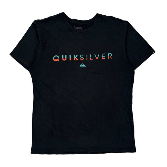Quiksilver Spellout T-Shirt - Large Black Cotton