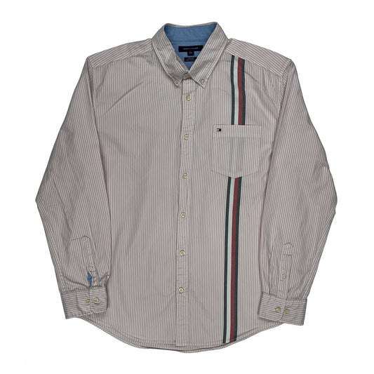 Vintage Tommy Hilfiger Striped Shirt - XL White Cotton