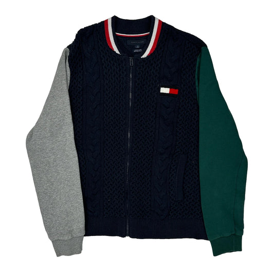 Tommy Hilfiger Graphic Track Jacket - Large Green Cotton Blend